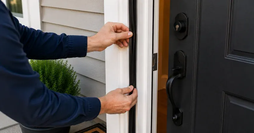 technician performing light test on door seal in Foxbridge, Uxbridge