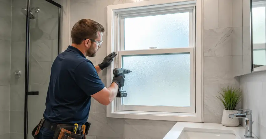 frosted glass installation bathroom window in Zephyr, Uxbridge