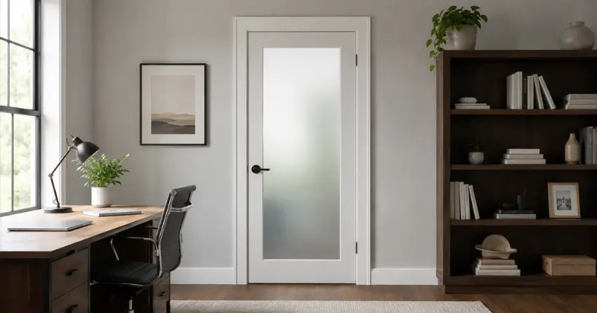 frosted interior door installed in home office in Foxbridge, Uxbridge