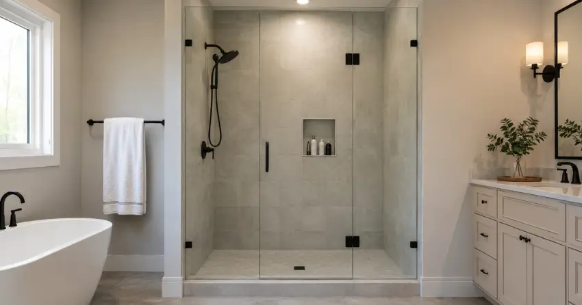 new frameless glass shower door installed in Zephyr, Uxbridge