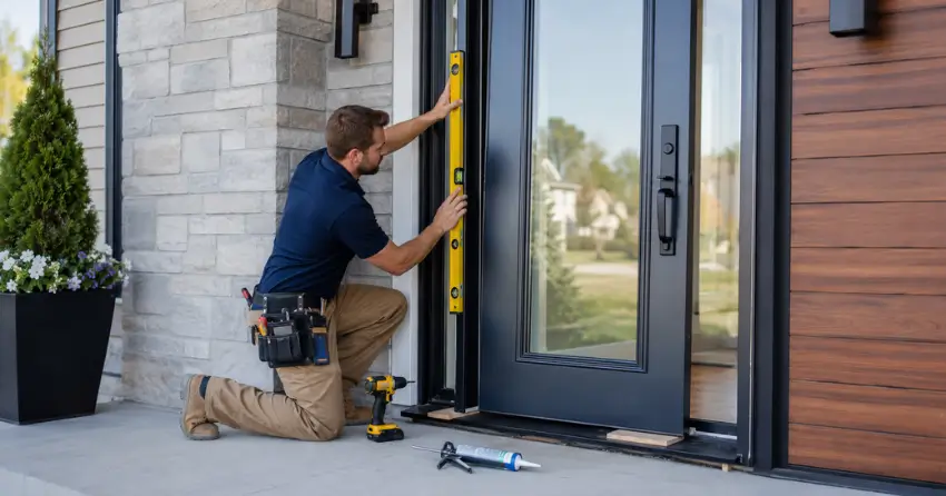 glass outside door installation with energy-efficient double-pane glazing in Glasgow, Uxbridge