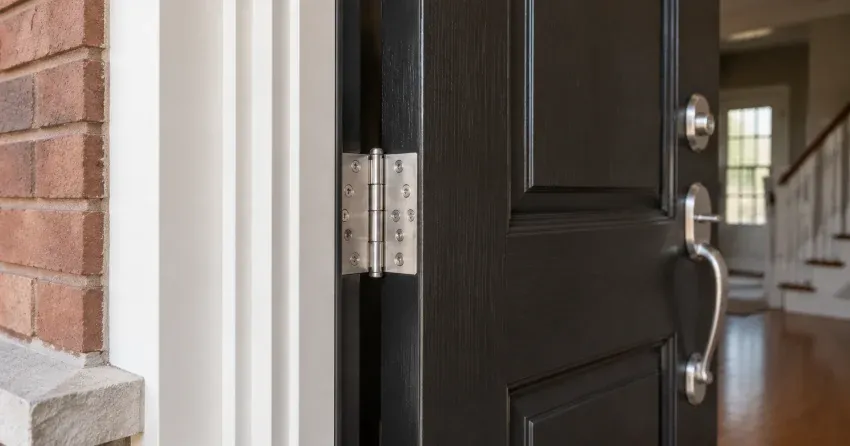 technician repairing a front door lock and frame in Siloam, Uxbridge